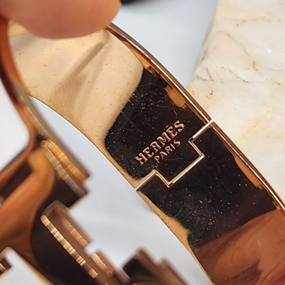 Hermès Designer Bracelet Rose Gold/White Enamel Size 7 - Picture 7 of 16